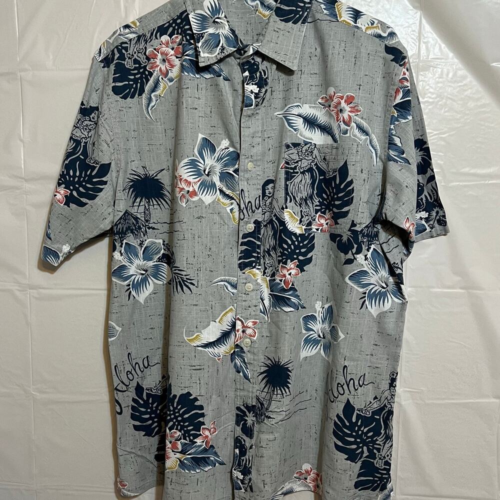 Vintage Aloha Hawaiian Shirt Floral Print 100% Cotton Oversized Beach Shirt